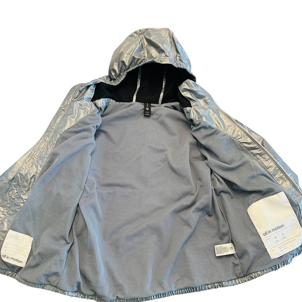 All In Motion Metallic Blue Holographic Windbreaker Jacket Girls XL 16 - Picture 6 of 16